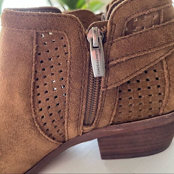 COPY - Vince Camuto Brown Suede Buckle Block Heel Boots/Booties womens 8 - Picture 5 of 9